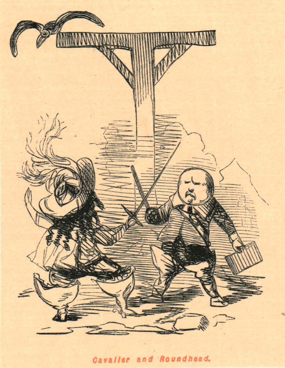 Cavalier e Roundhead, 1897. de John Leech