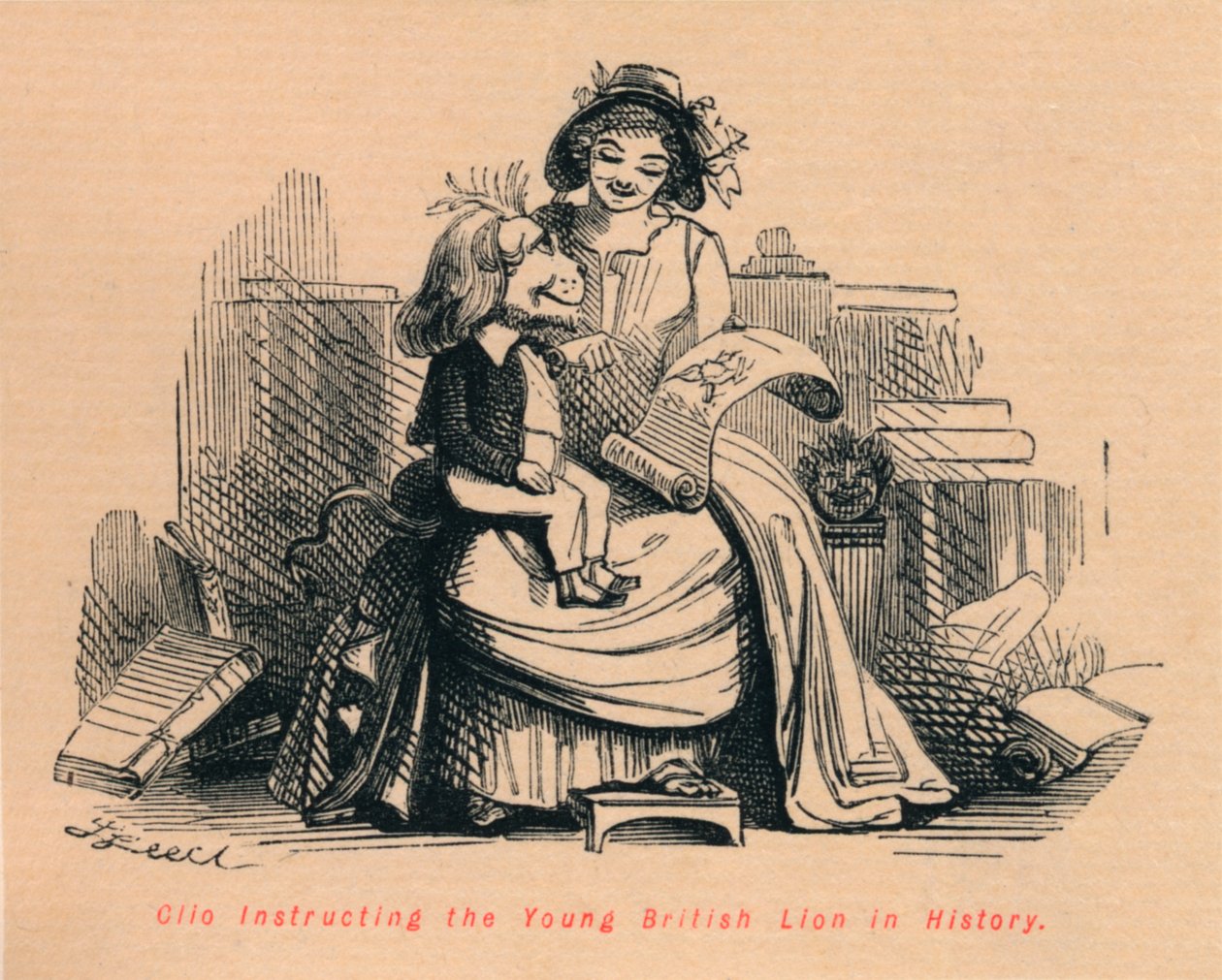 Clio instruindo o jovem leão britânico na história, c1860, c1860 de John Leech