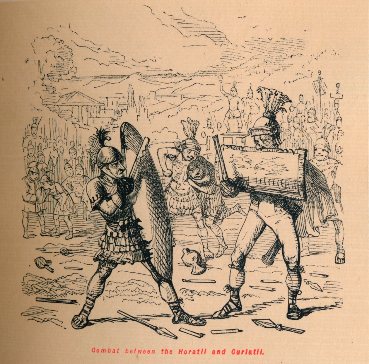 Combate entre Horácios e Curiatii de 1852 de John Leech