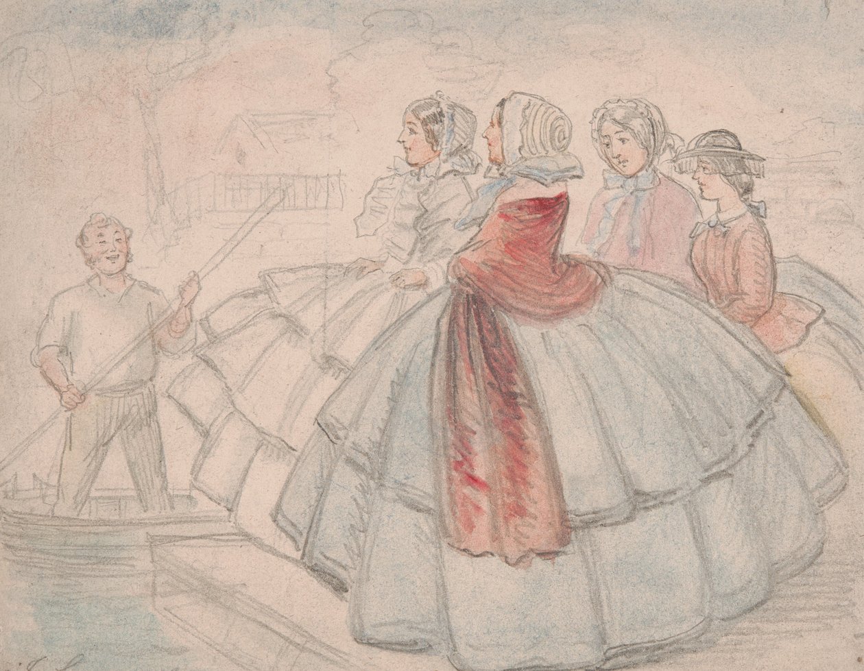 Crinolinas junto ao rio de John Leech