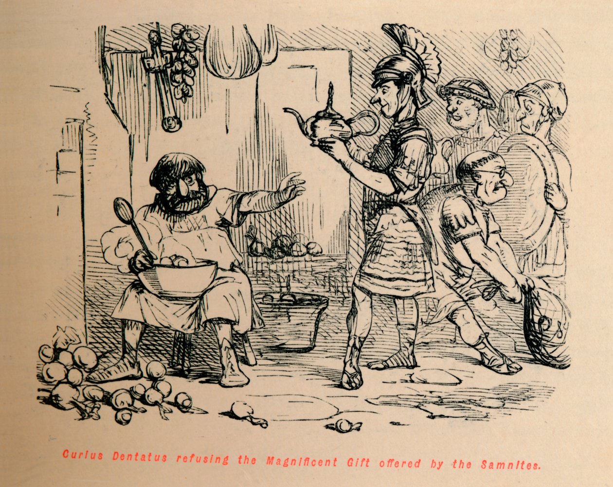 Curius Dentatus recusando o presente magnífico oferecido pelos samnitas, 1852 de John Leech