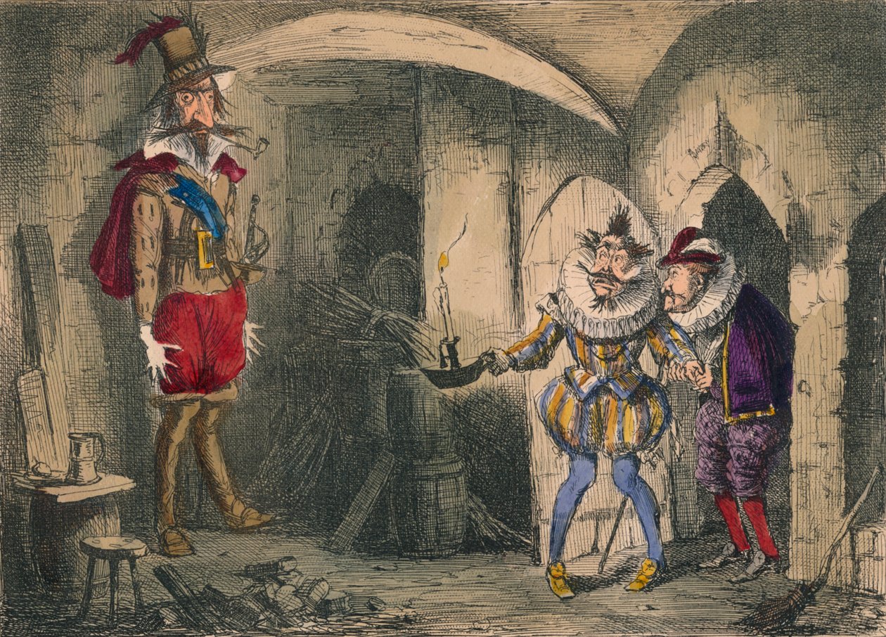 Descoberta de Guido Fawkes por Suffolk e Mounteagle, 1850 de John Leech