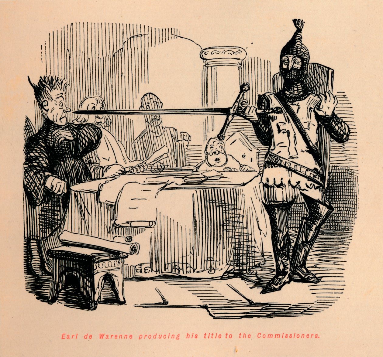 Earl de Warenne produzindo seu título para os Comissários, c1860, c1860 de John Leech