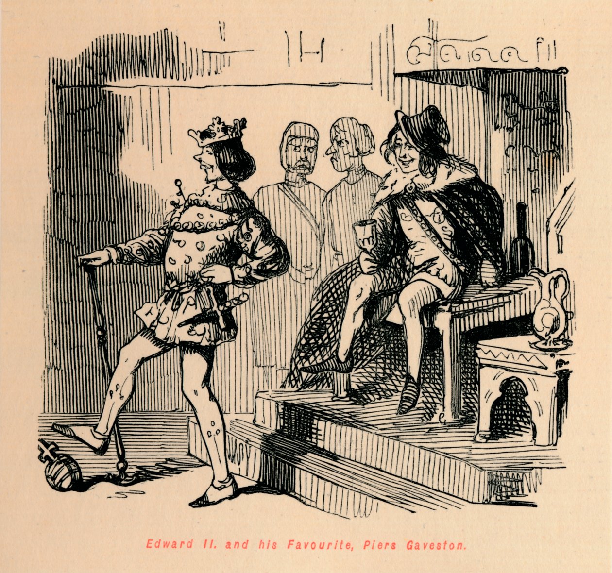 Edward II. e seu favorito, Piers Gaveston, c1860, c1860 de John Leech