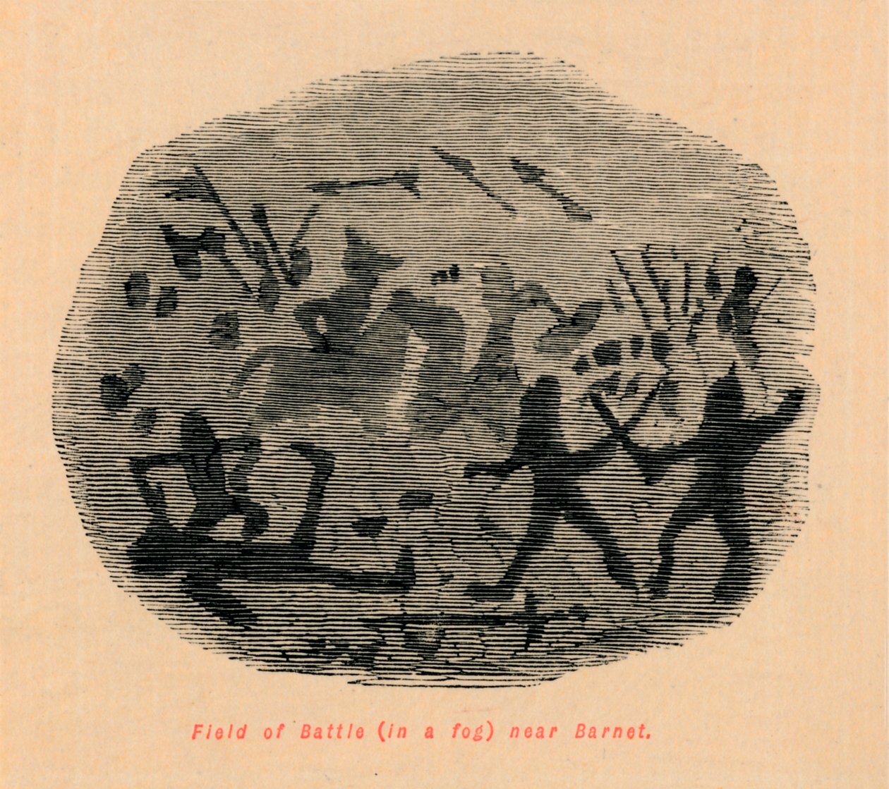 Campo de batalha em um nevoeiro perto de Barnet, de John Leech