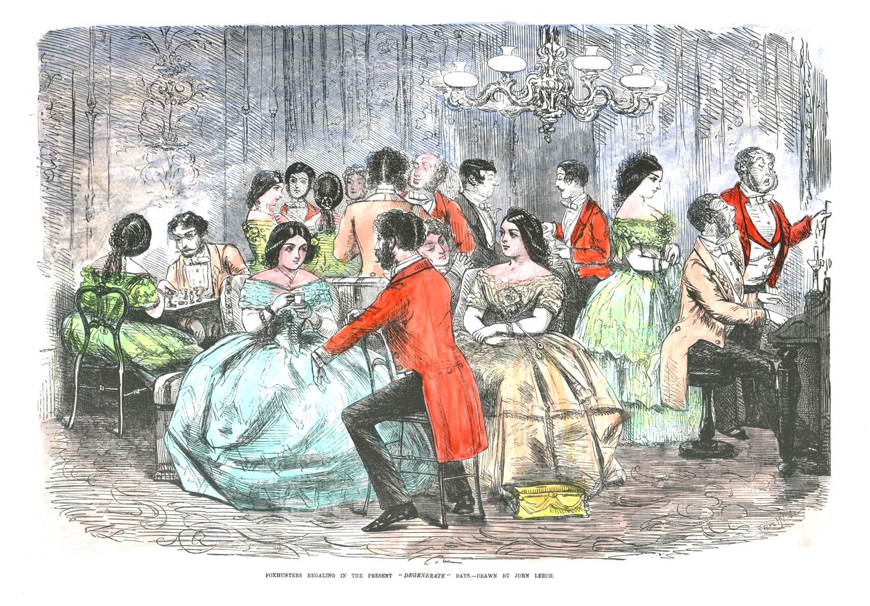 Foxhunters Regaling nos dias atuais degenerados, c1856 de John Leech