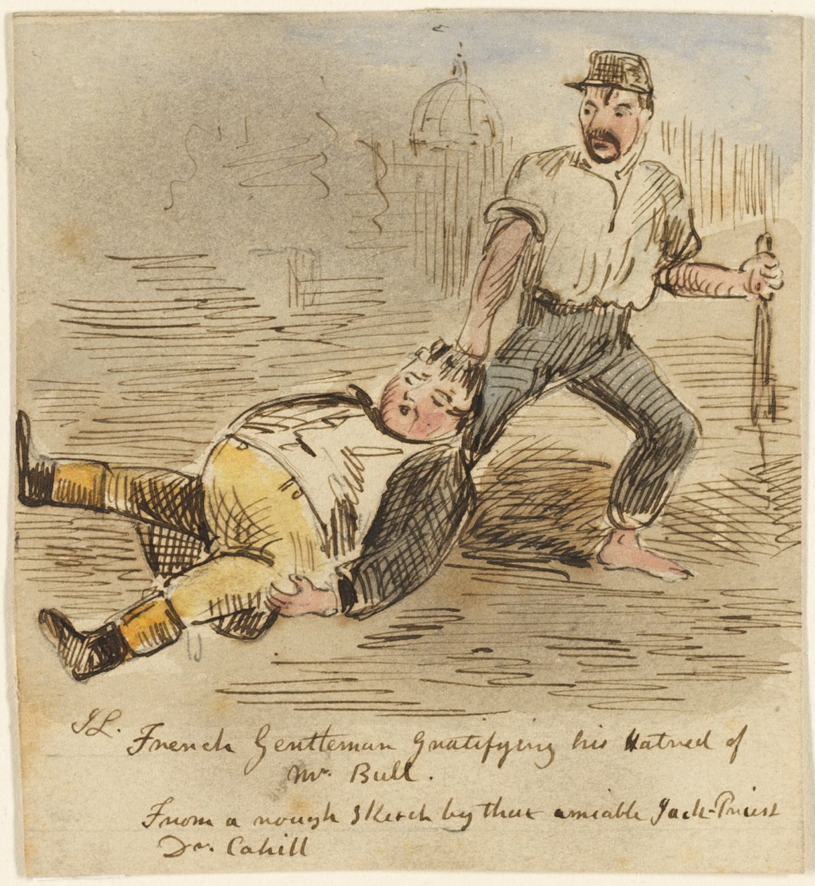 Cavalheiro francês gratificando seu ódio do Sr. Bull de John Leech