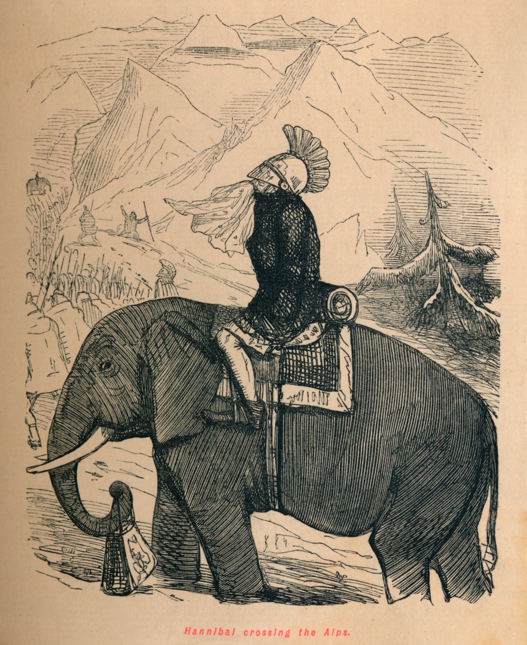 Aníbal cruzando os Alpes, 1852 de John Leech