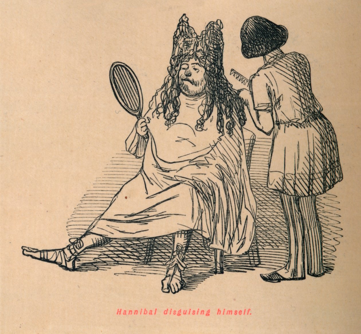 Hannibal se disfarçando, 1852 de John Leech