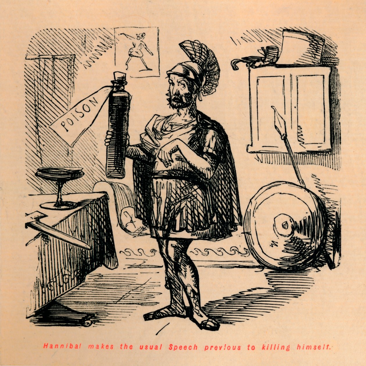Aníbal faz o discurso habitual antes de se matar, 1852 de John Leech
