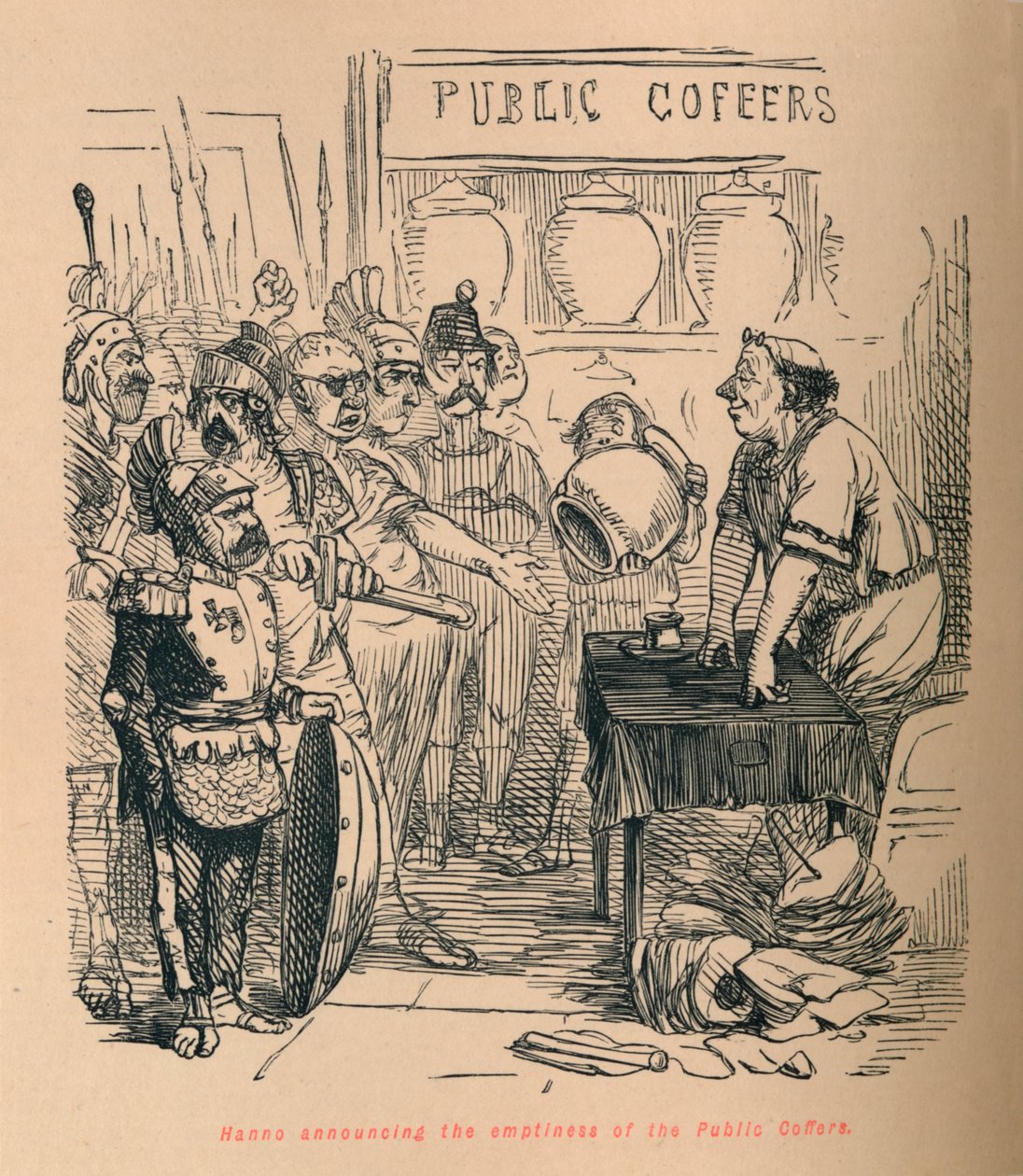 Hanno anunciando o vazio dos cofres públicos, 1852 de John Leech