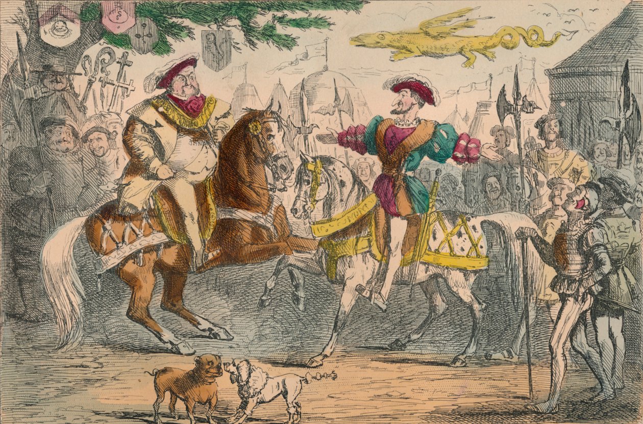 Henrique VIII, encontrando Francisco I, 1850 de John Leech