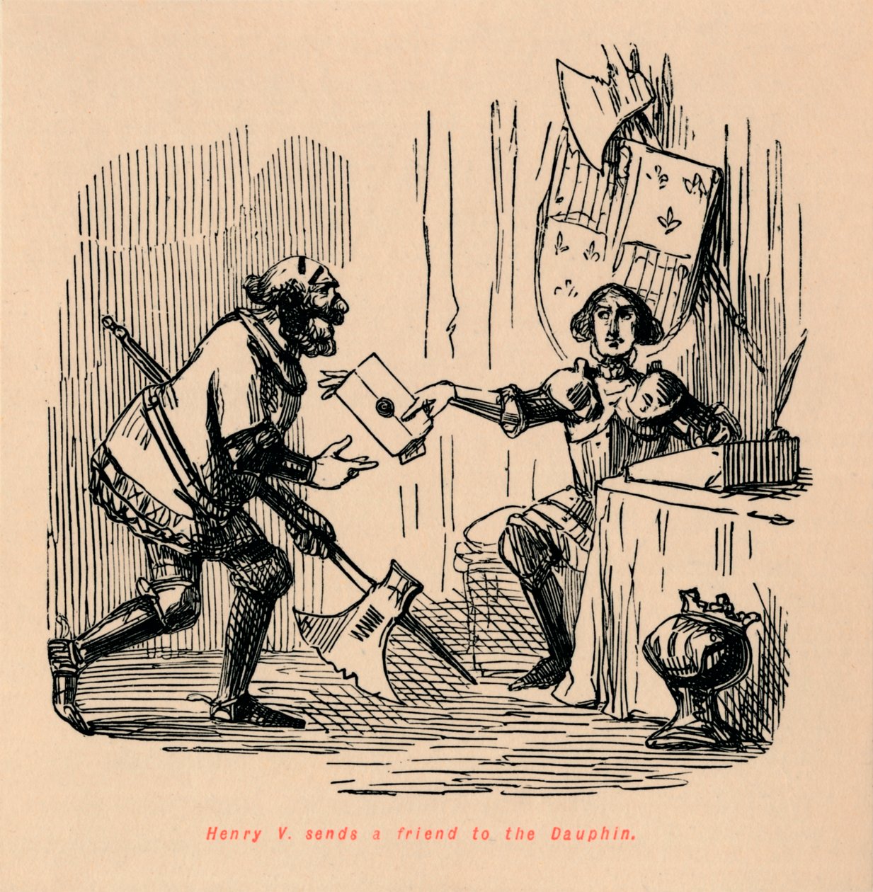 Henry V. envia um amigo para o Delfim, c1860, c1860 de John Leech