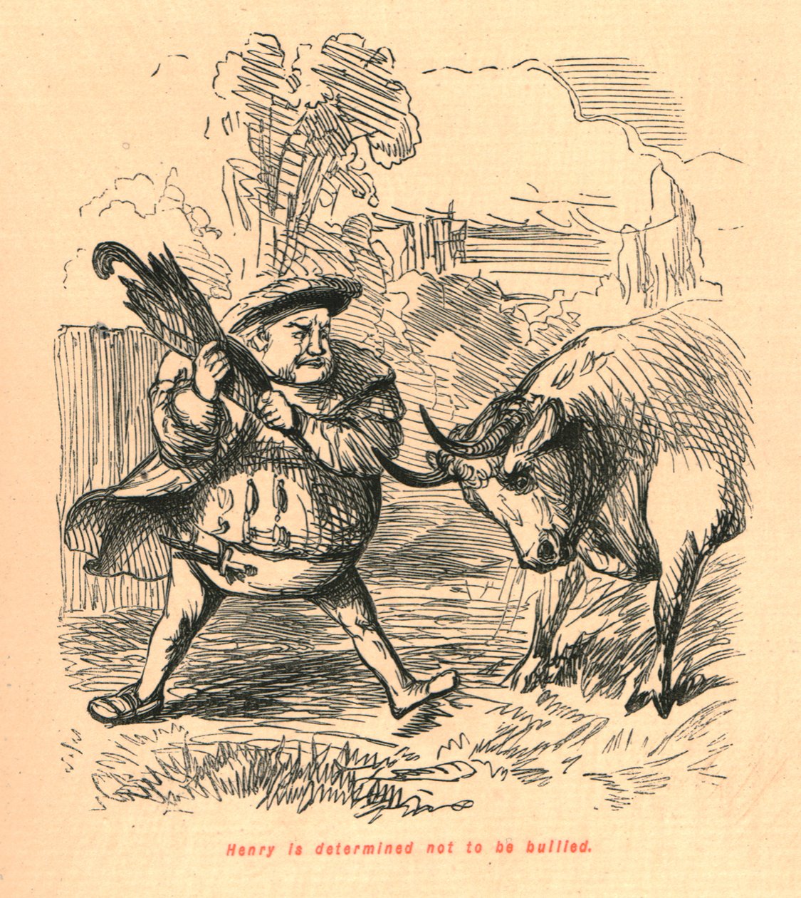 Henry está determinado a não ser intimidado, 1897. de John Leech