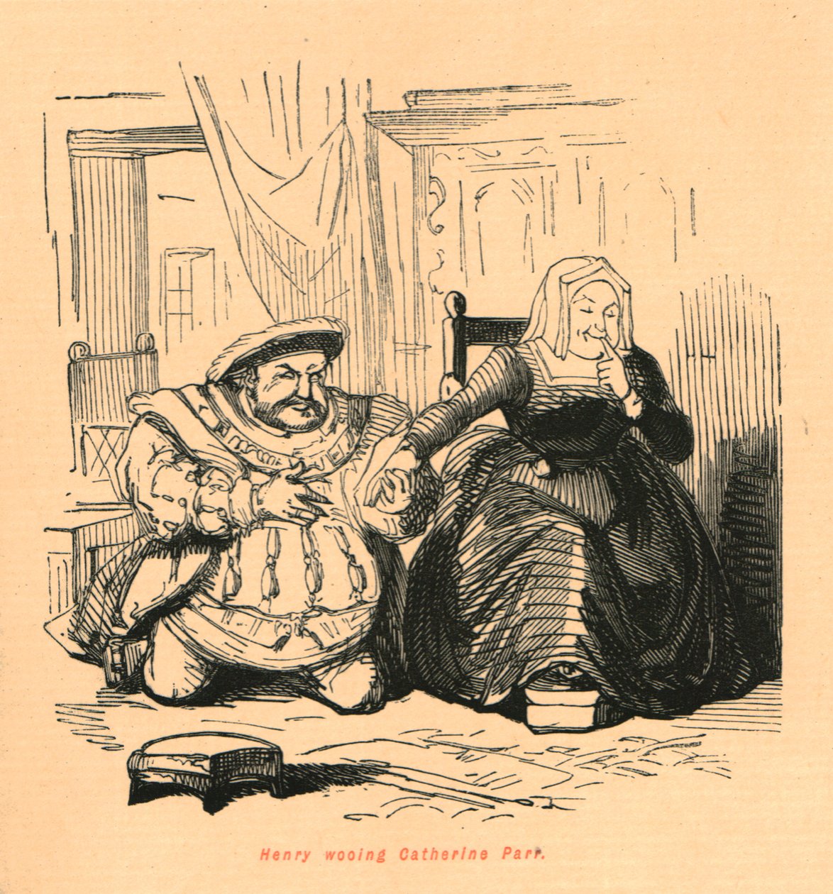 Henry cortejando Catherine Parr, 1897. de John Leech