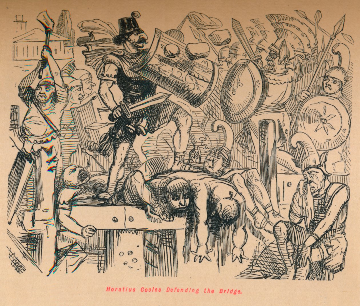 Horácio Cocles defendendo a ponte, 1852 de John Leech