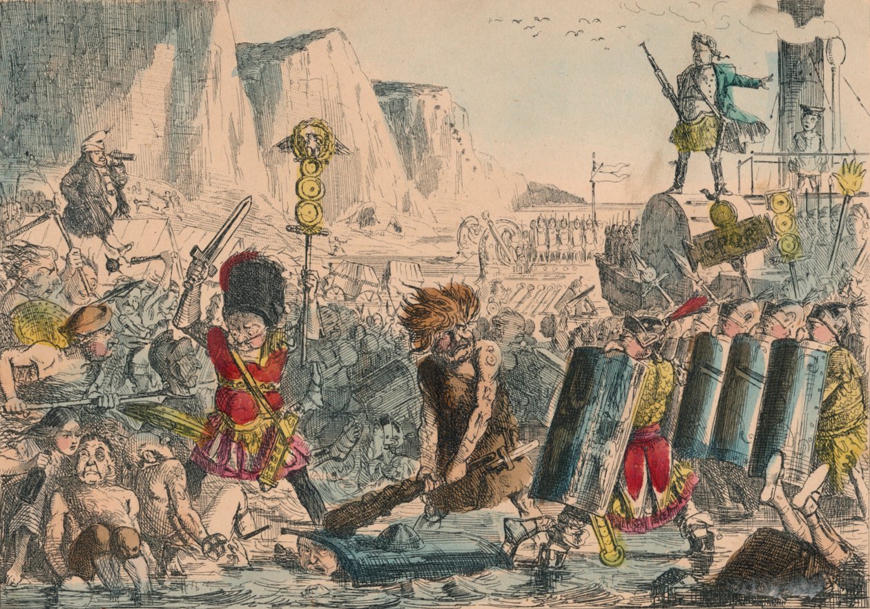 Aterragem de Júlio César, 1850 de John Leech