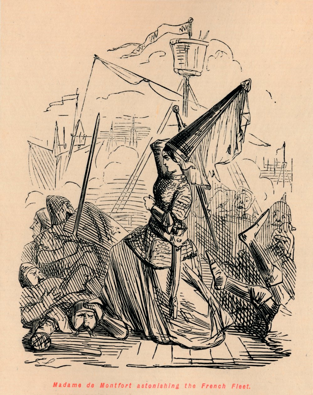 Madame de Montfort surpreende a frota francesa, c1860, c1860 de John Leech