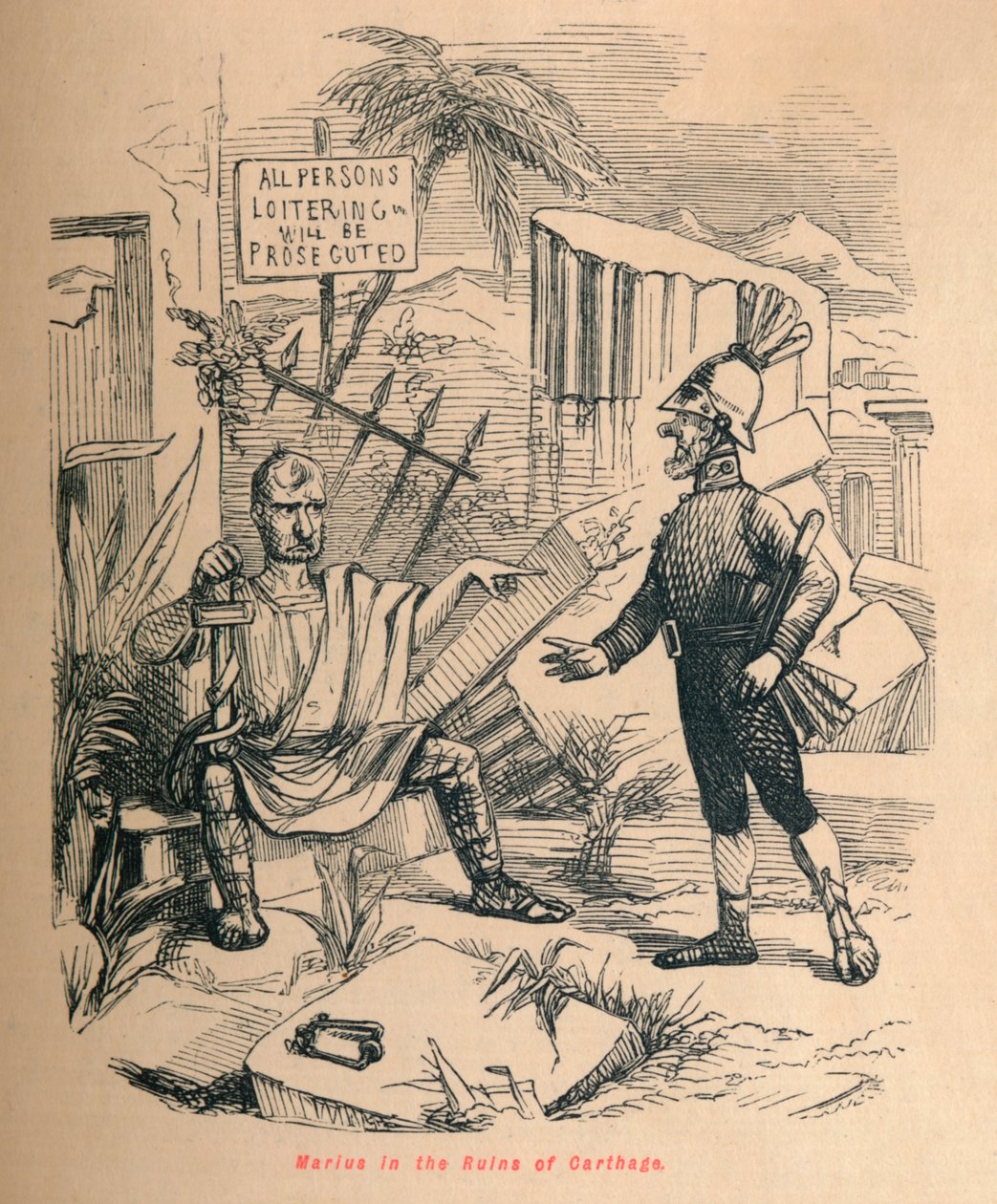Marius nas ruínas de Cartago, 1852 de John Leech