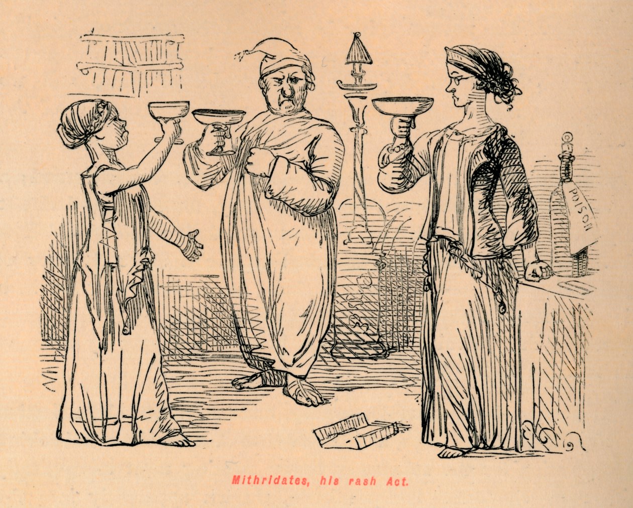 Mitrídates, seu ato precipitado, 1852 de John Leech