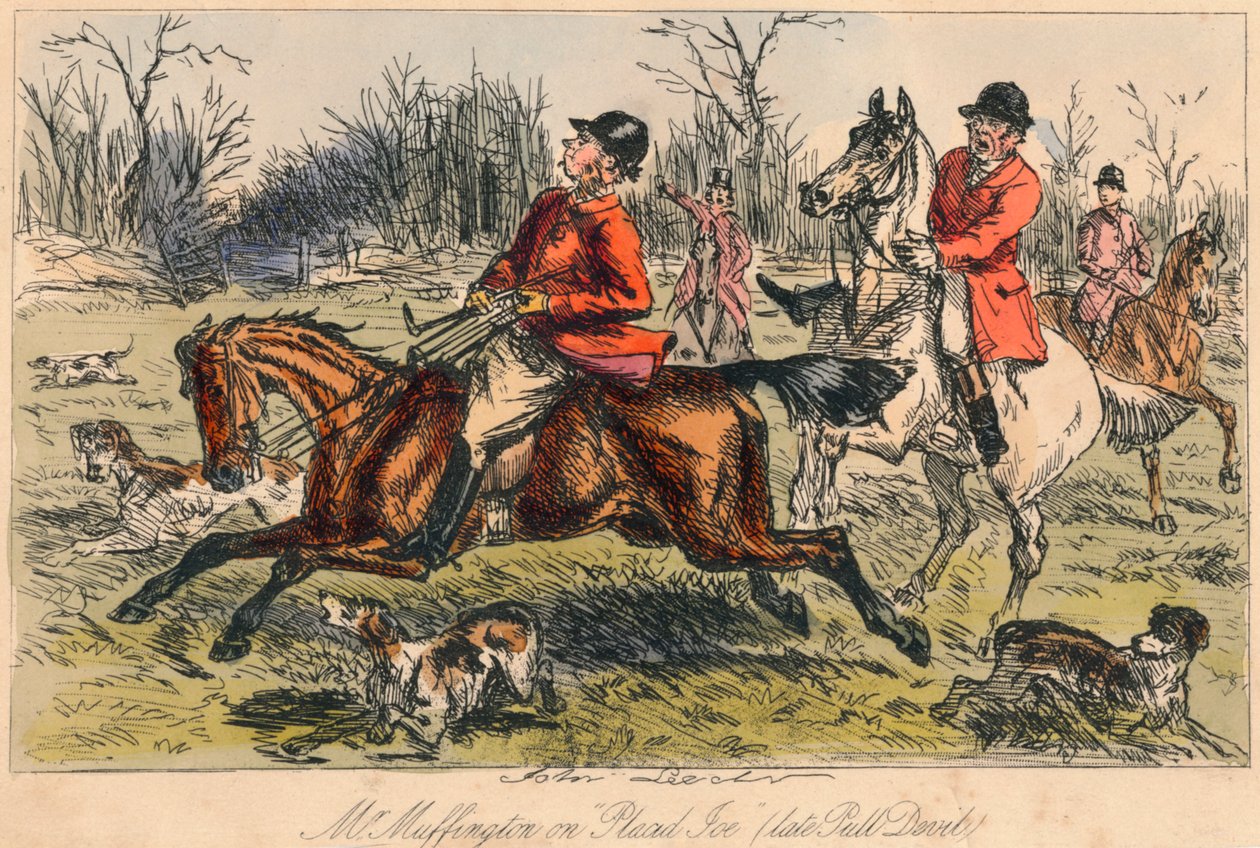 Muffington em Placid Joe, tarde, puxe Devil, 1865 de John Leech