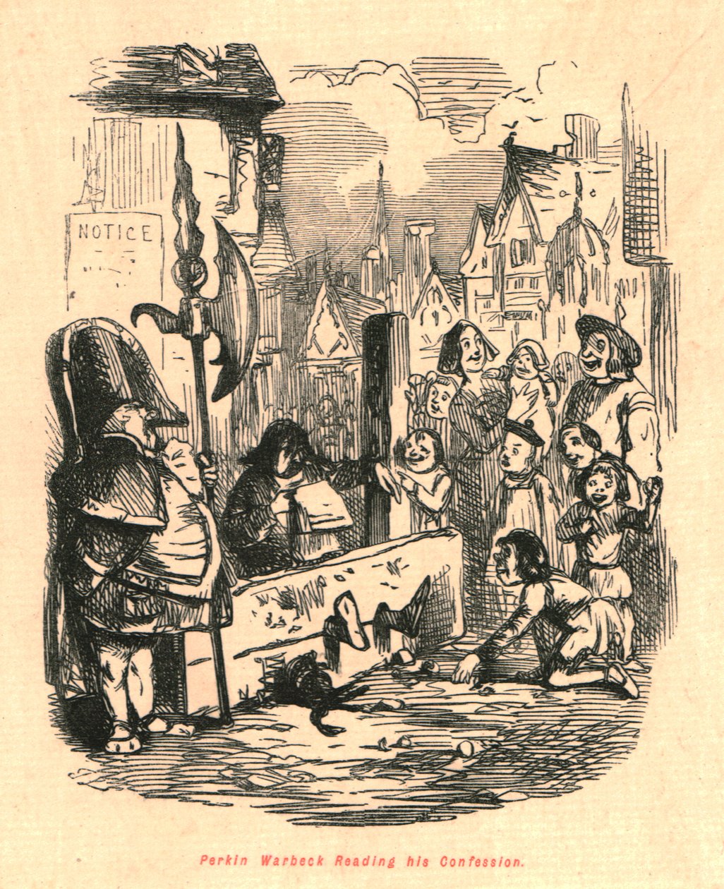 Perkin Warbeck Lendo sua Confissão, 1897. de John Leech
