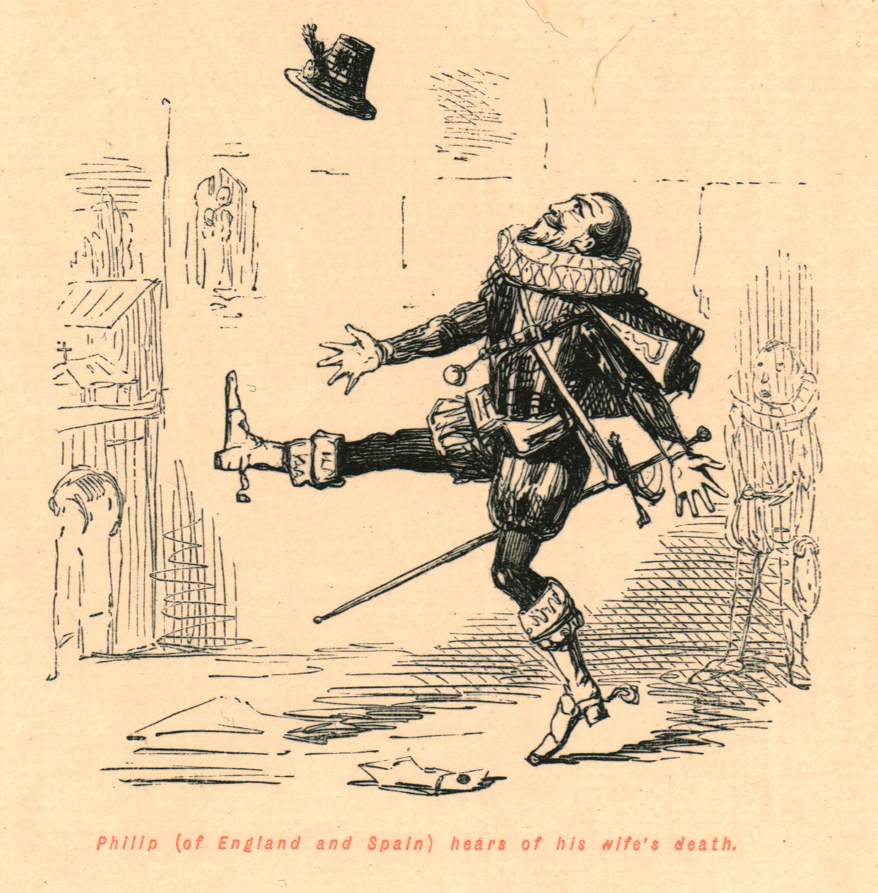 Filipe da Inglaterra e Espanha ouve a morte de sua esposa, em 1897. de John Leech