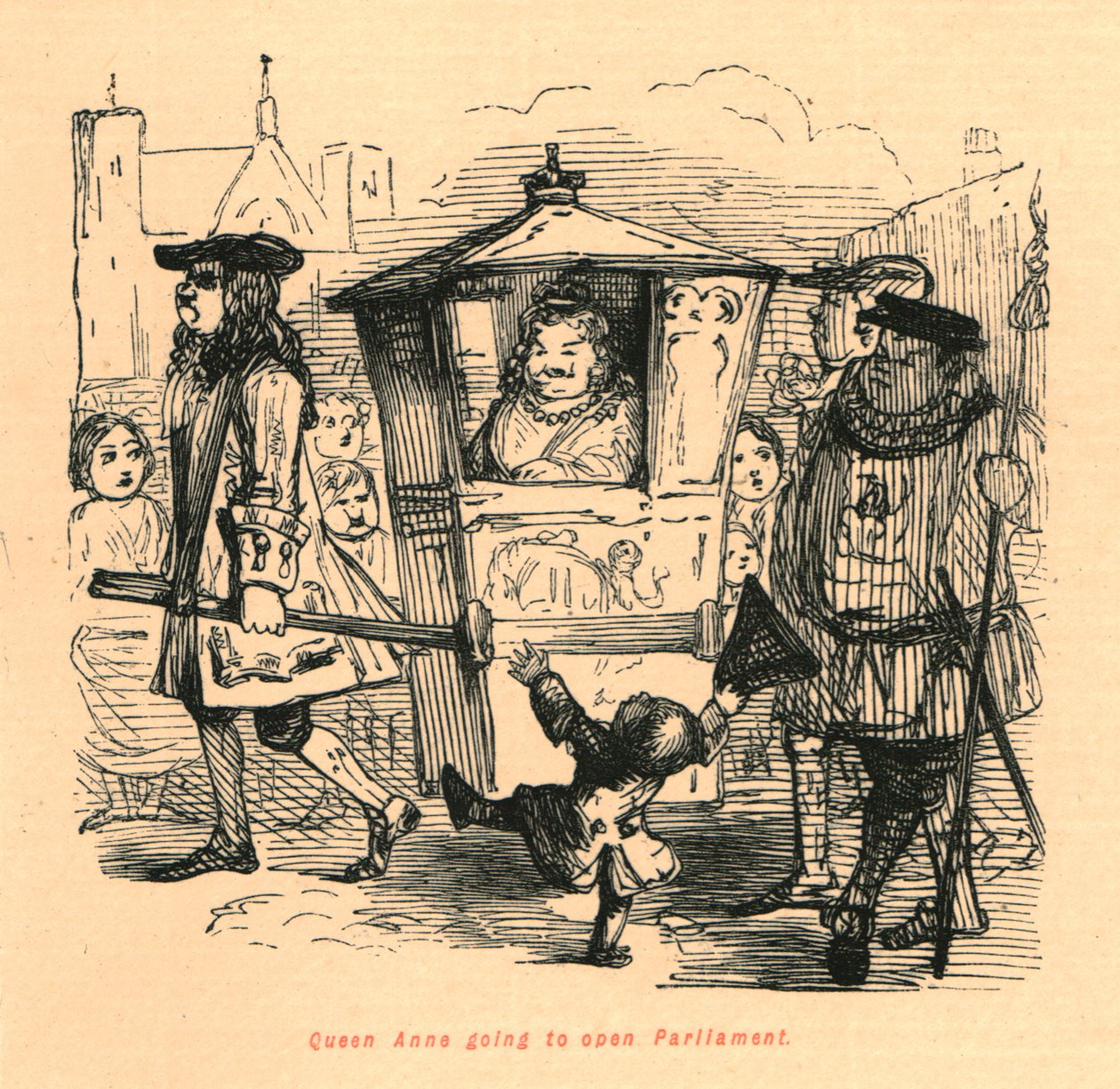 Rainha Anne vai abrir o Parlamento, 1897. de John Leech