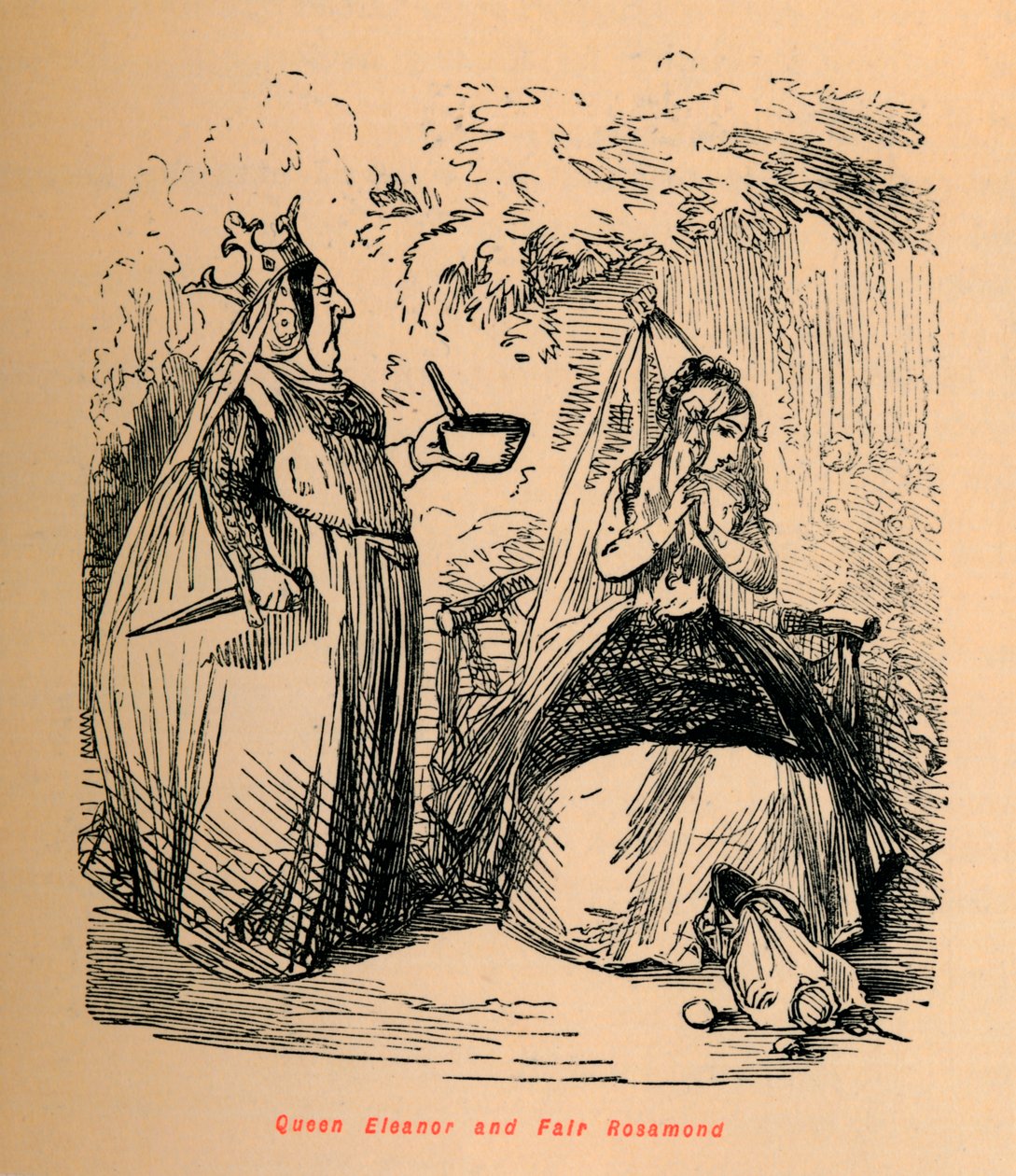 Rainha Eleanor e Fair Rosamond, c1860, c1860 de John Leech