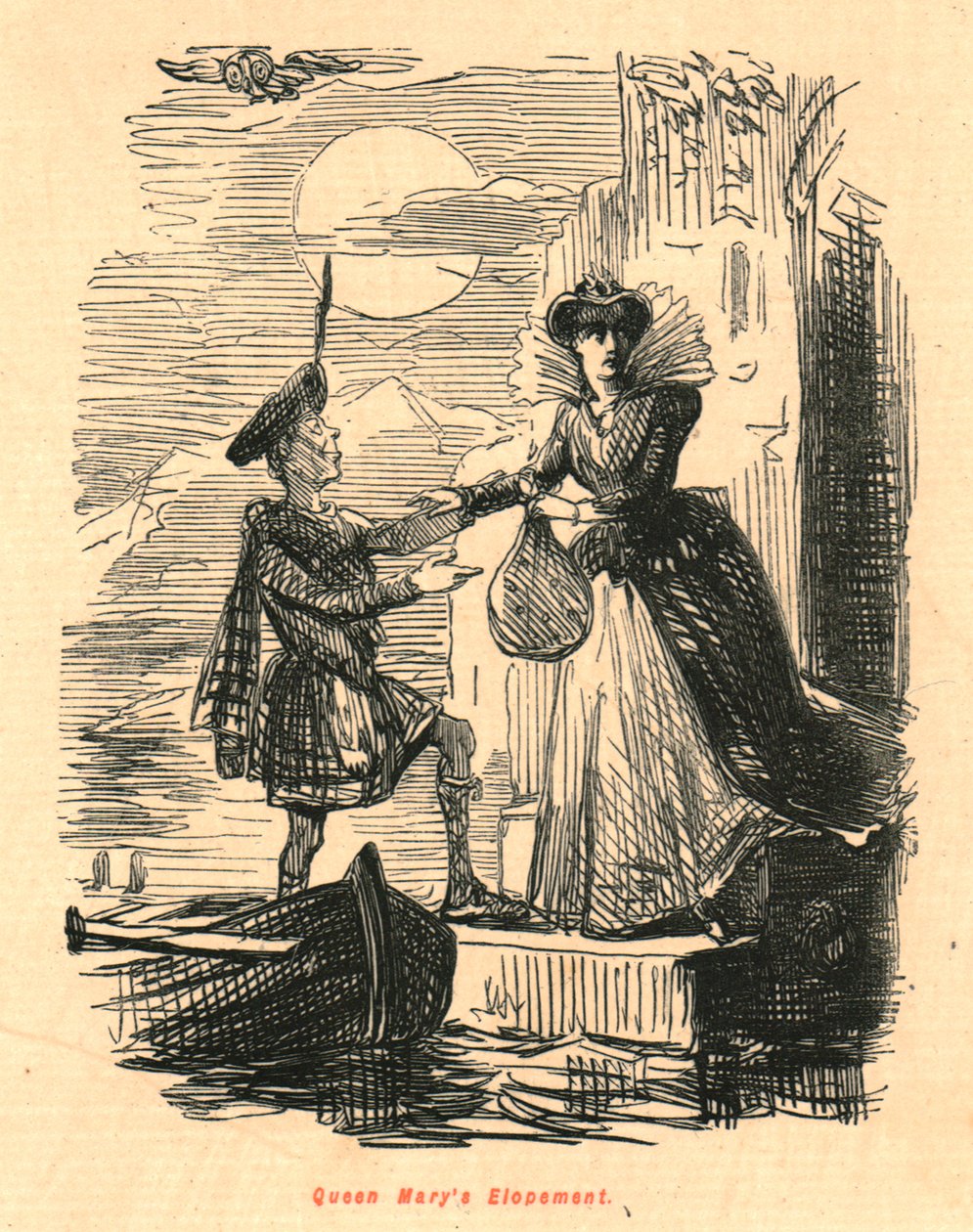 Rainha Marys Elopement, 1897. de John Leech