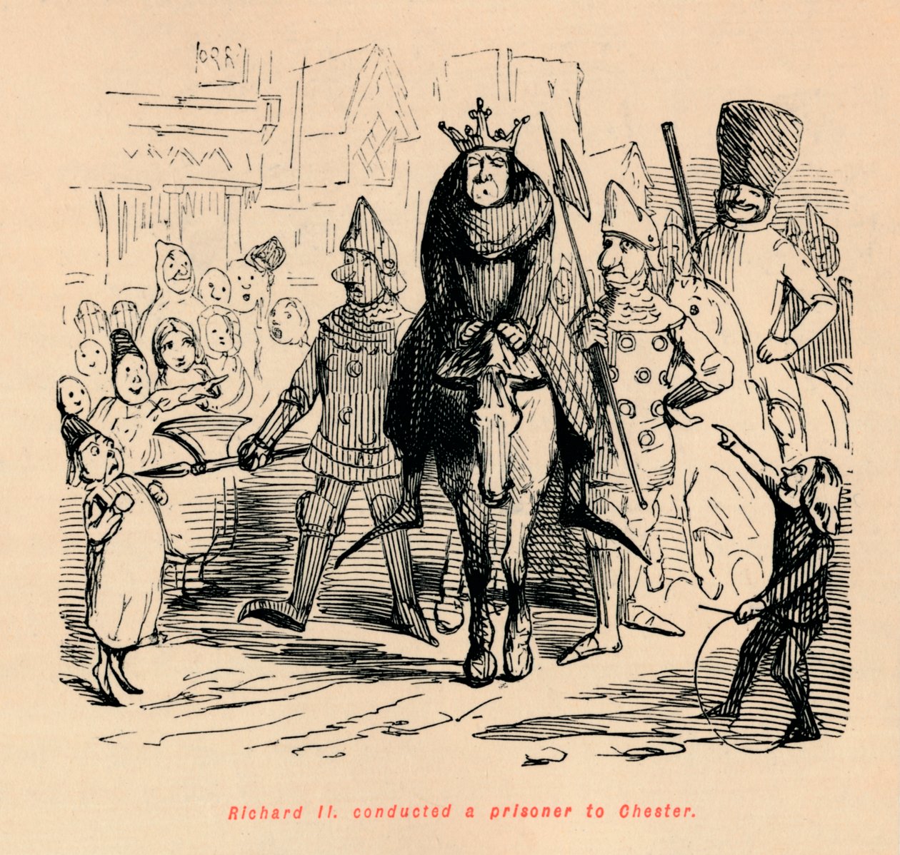 Richard II. conduziu um prisioneiro a Chester, c1860, c1860 de John Leech