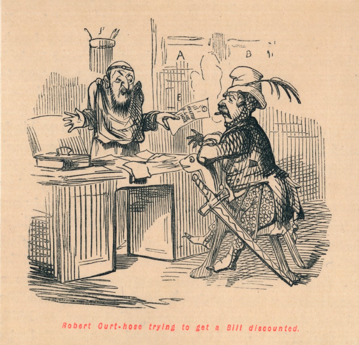 Robert Curthose tentando obter um desconto no projeto de lei, c1860, c1860 de John Leech