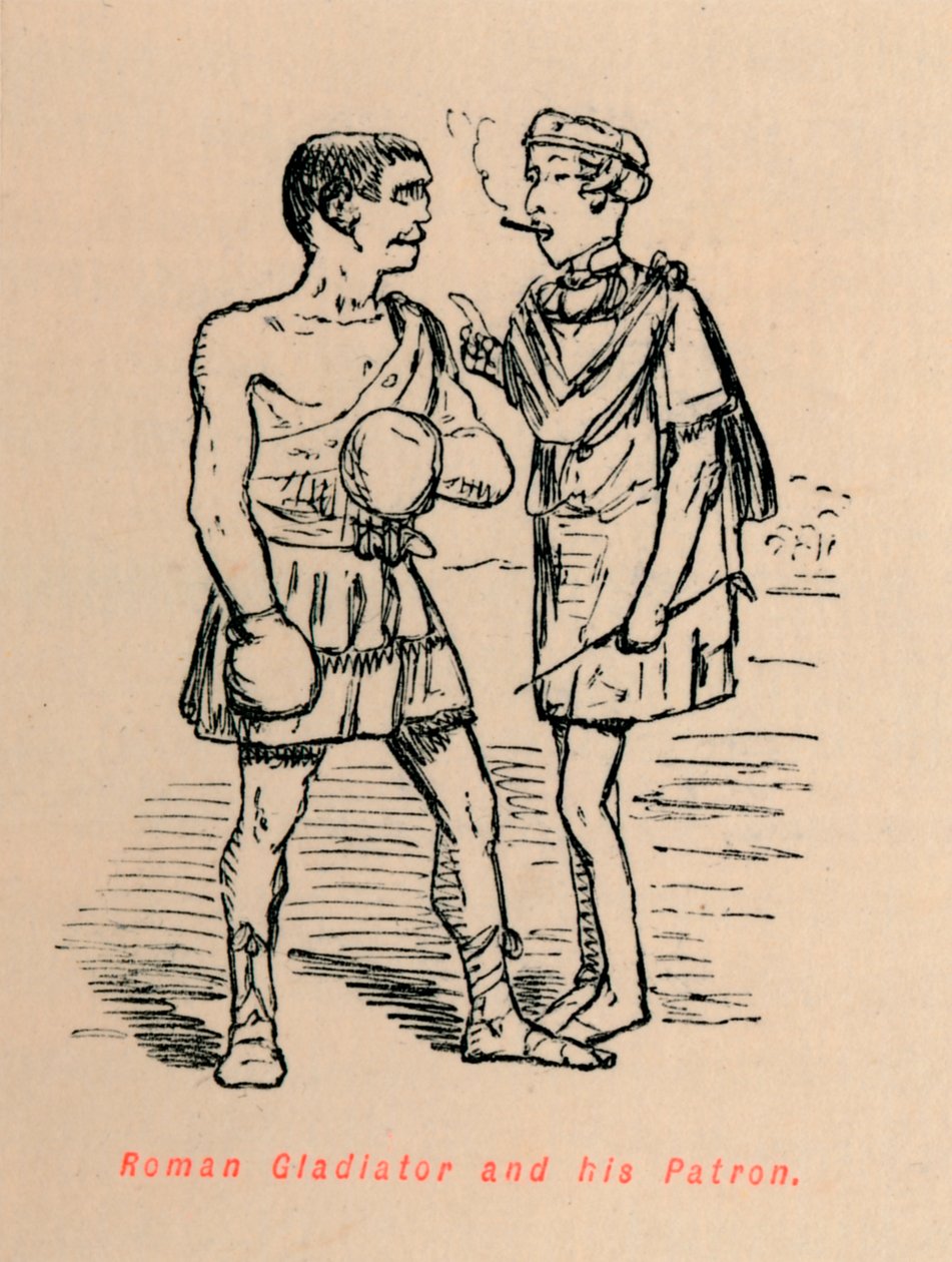 Gladiador romano e seu patrono, 1852 de John Leech