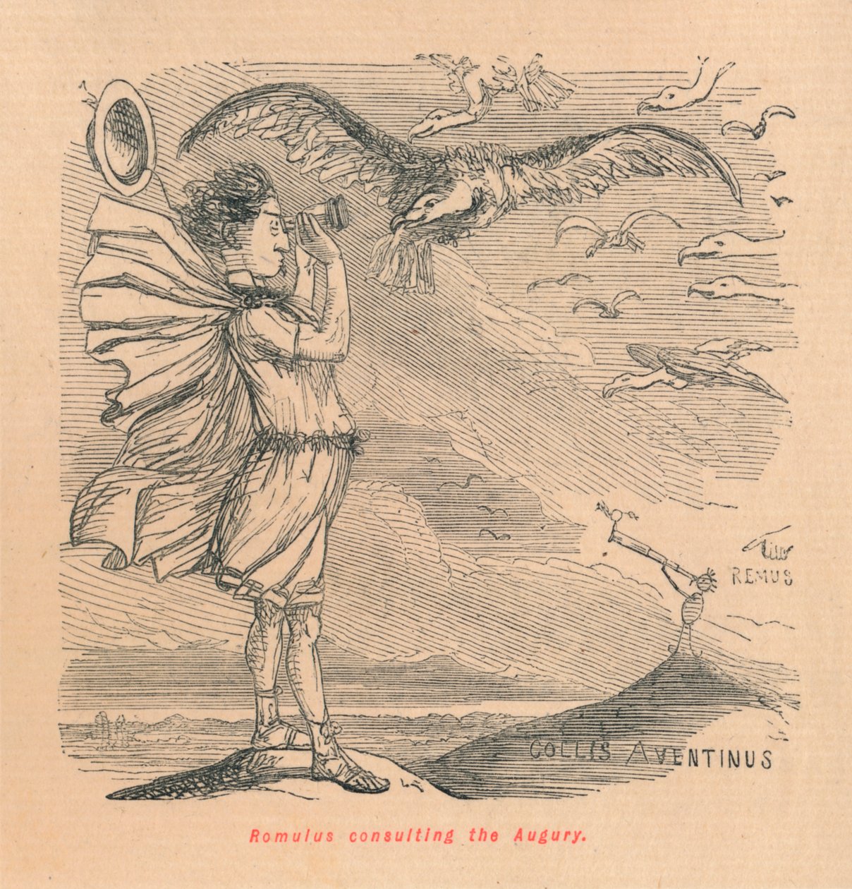 Rômulo consultando o Augury, 1852 de John Leech