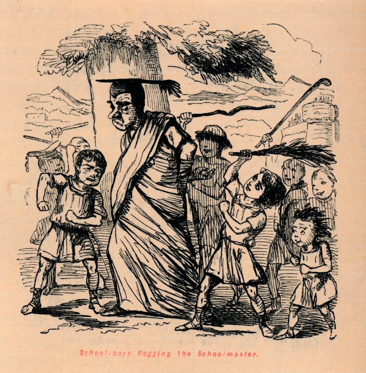 Meninos da escola açoitando o professor, 1852 de John Leech