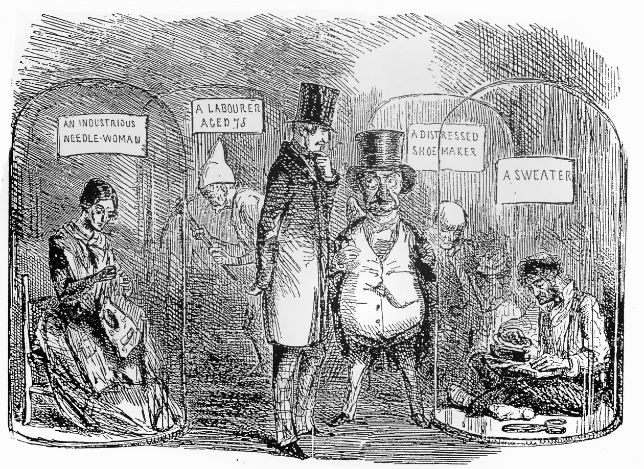 Espécimes da exposição industrial do Sr. Punchs de 1850 de John Leech