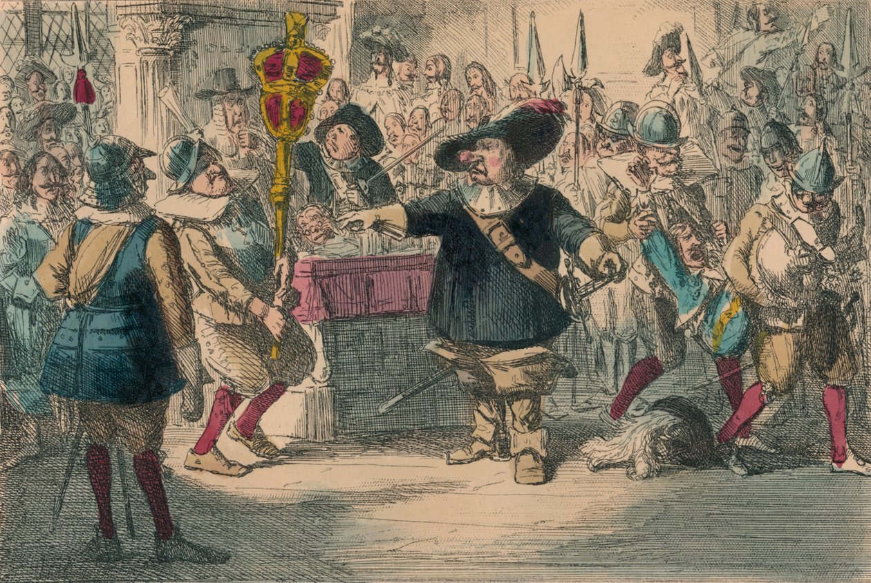 Afaste esse Bauble: Cromwell dissolvendo o longo Parlamento, 1850 de John Leech