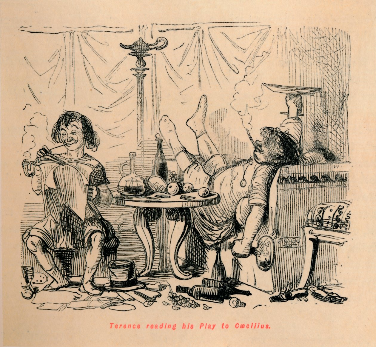 Terence lendo sua peça para Caecilius, 1852 de John Leech