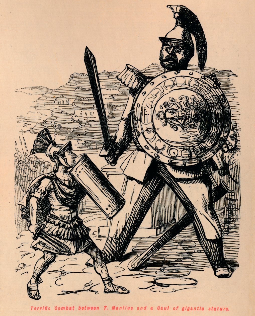 Terrific Combat entre T Manlius e uma Gália de estatura gigantesca, 1852 de John Leech