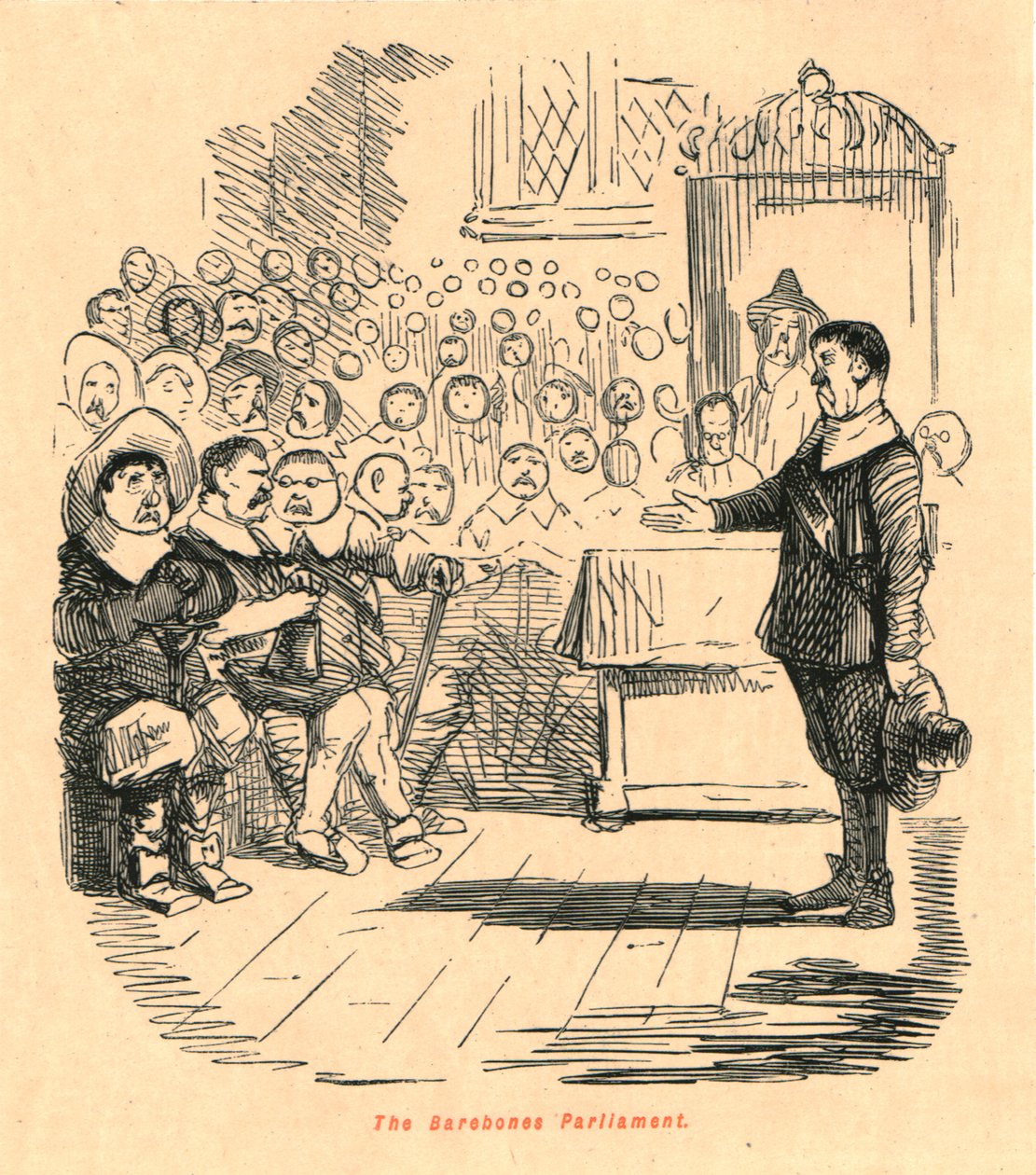 O Parlamento Barebones, 1897. de John Leech