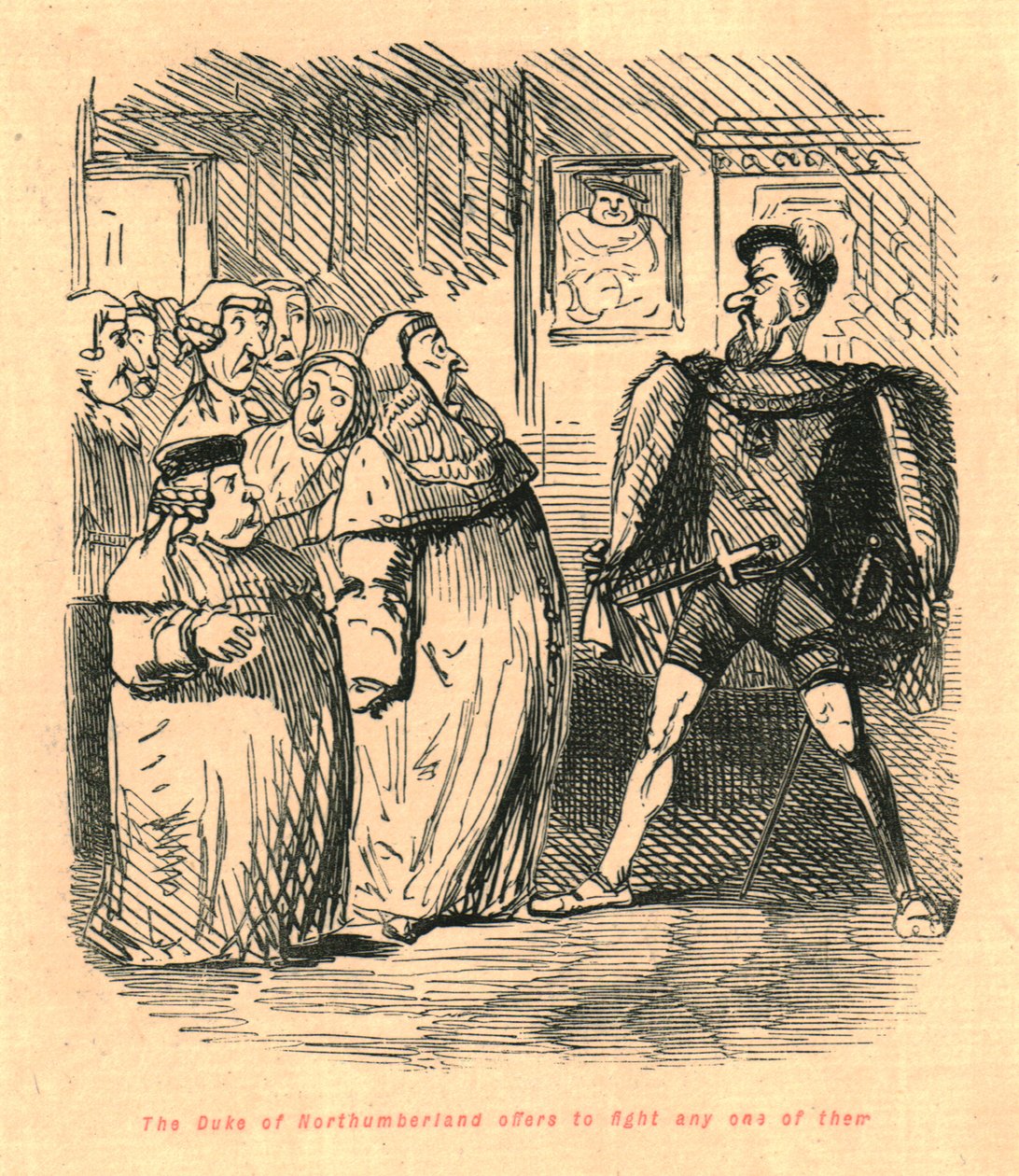 O duque de Northumberland oferece-se para combater qualquer um deles, 1897. de John Leech