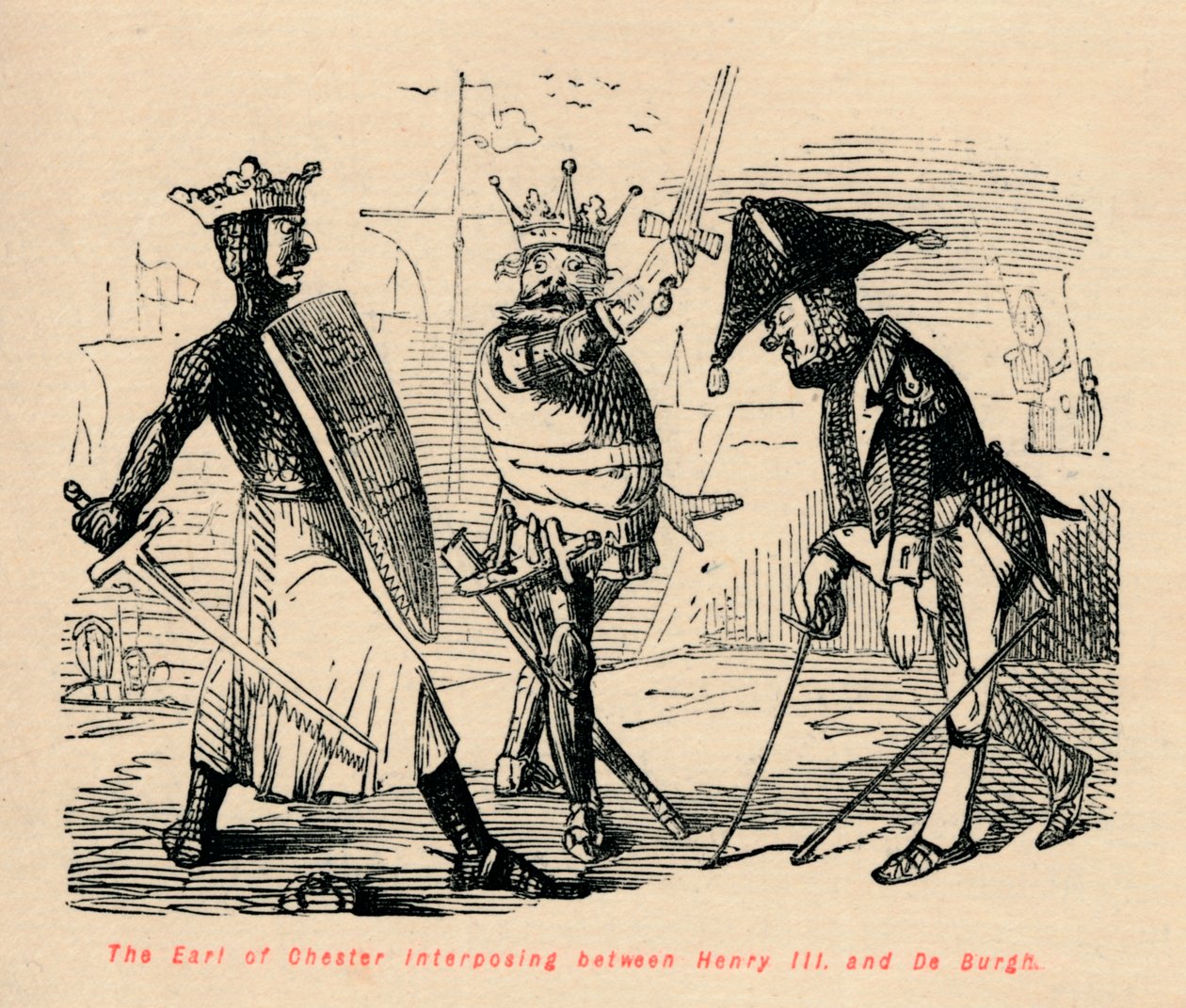 O conde de Chester que interpõe entre Henrique III e De Burgh, c1860, c1860 de John Leech