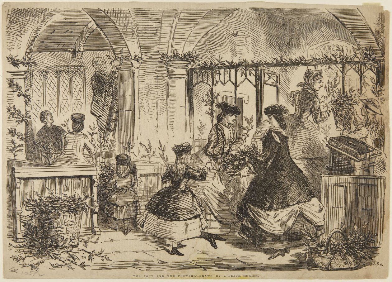 A pia baptismal e as flores de John Leech