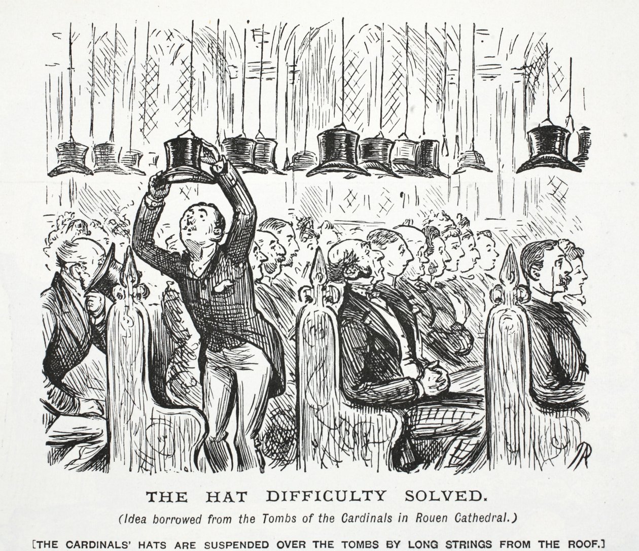 A dificuldade do chapéu resolveu de John Leech