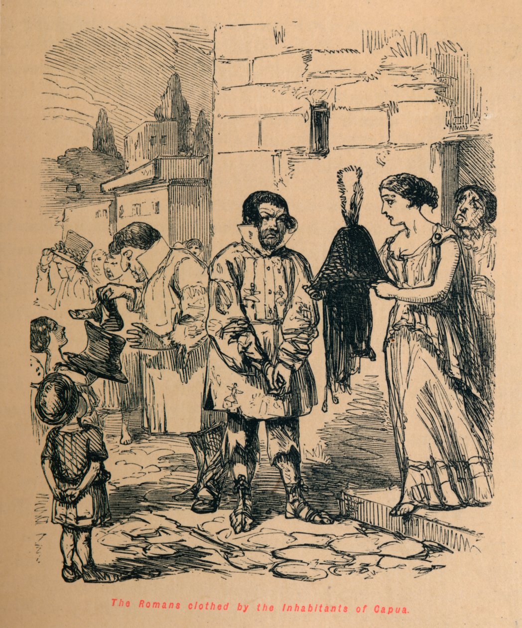 Os romanos vestidos pelos habitantes de Cápua, 1852 de John Leech