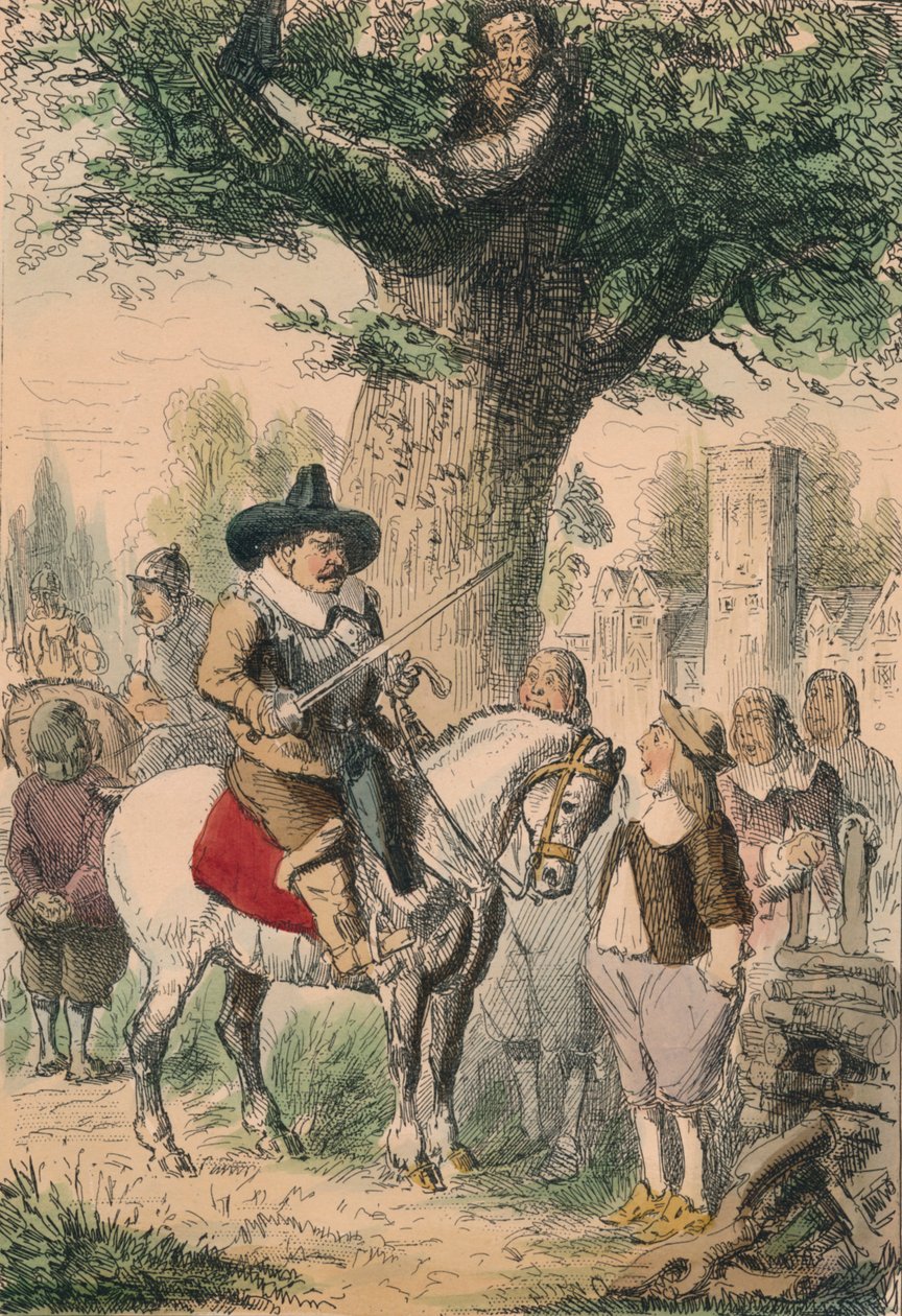 O carvalho real, a família Penderell não têm idéia de onde Charles está !!!, 1850 de John Leech