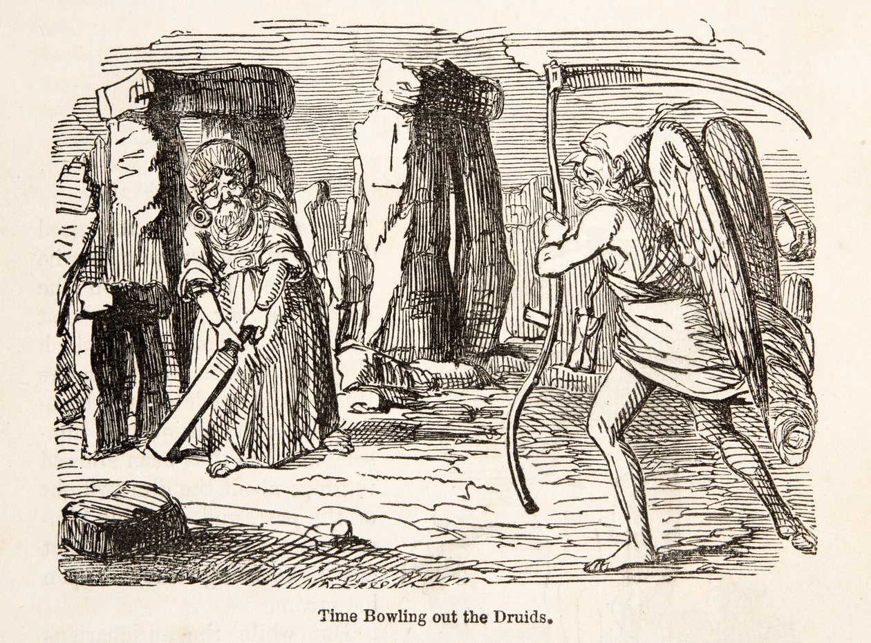 Time Bowling out the Druids, de The Comic History of England, pub. 1864 de John Leech