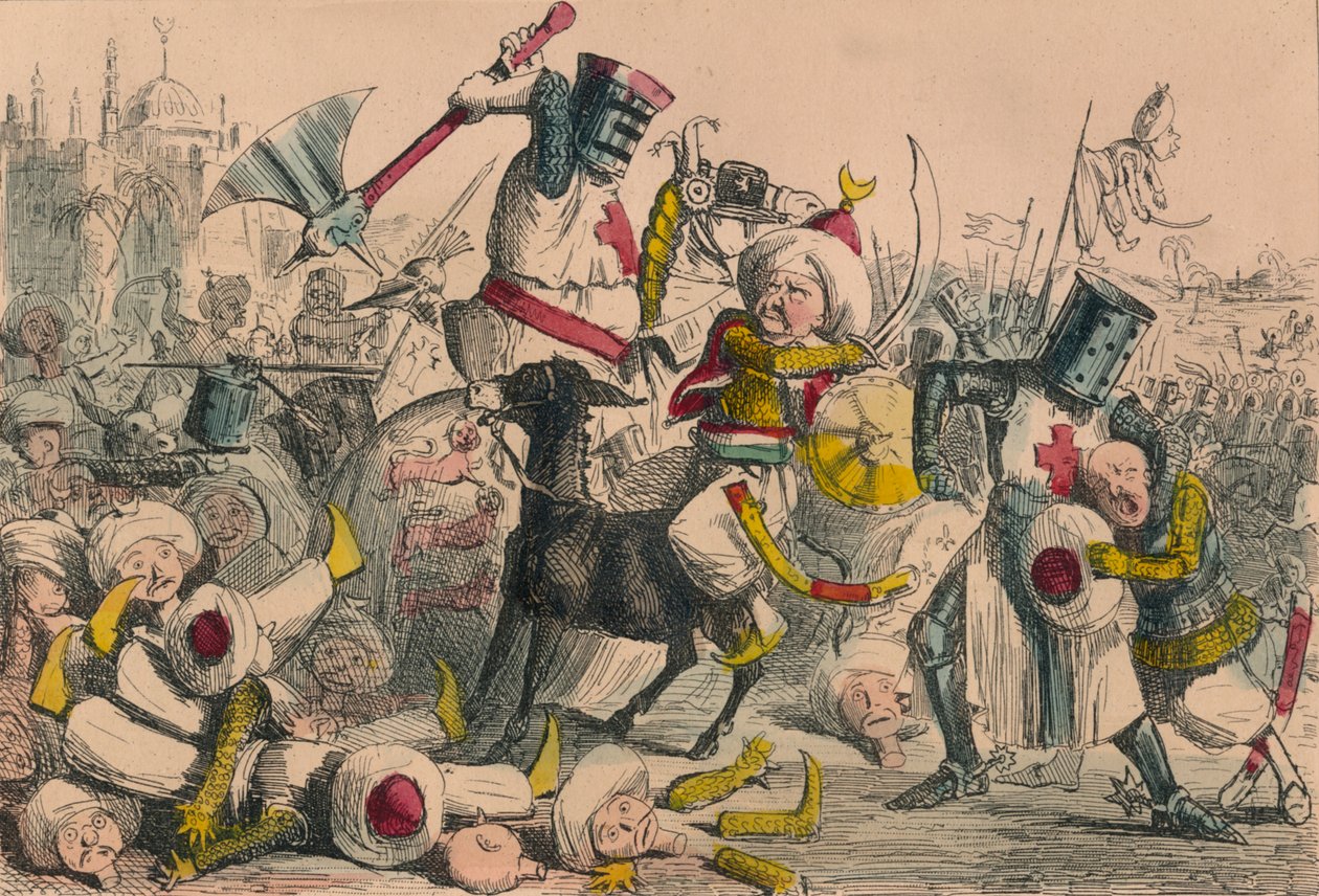 Terrific combate entre Richard Coeur de Lion e Saladin, 1850 de John Leech and Gilbert Abbott A Beckett
