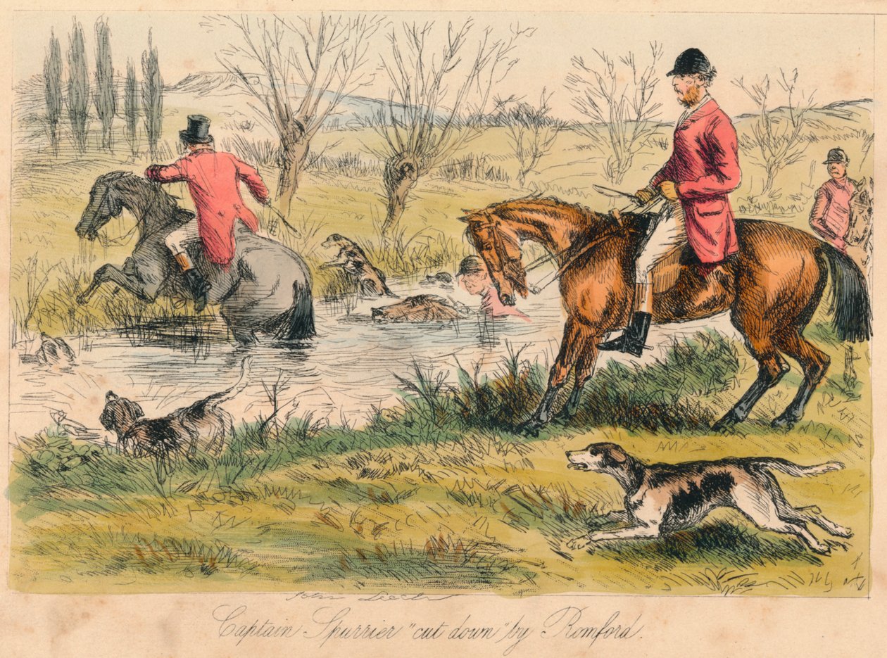 Capitão Spurrier cortado por Romford, 1865. Artistas: John Leech, Hablot Knight Browne. de John Leech and Hablot Knight Browne