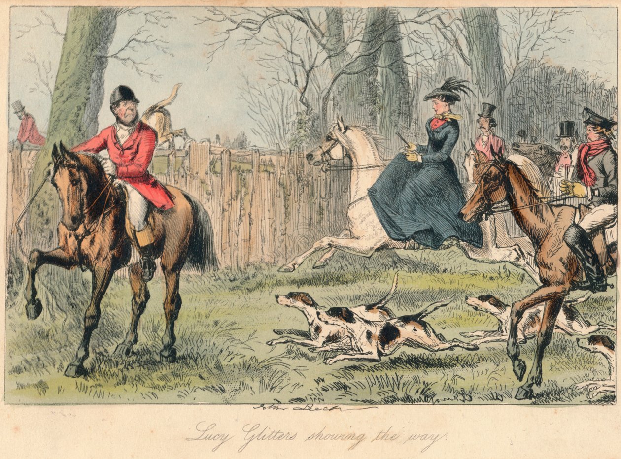 Lucy Glitters mostrando o caminho, 1865. Artistas: John Leech, Hablot Knight Browne. de John Leech and Hablot Knight Browne